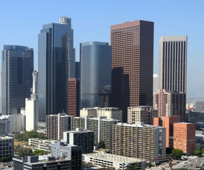a view of the los angeles skyline