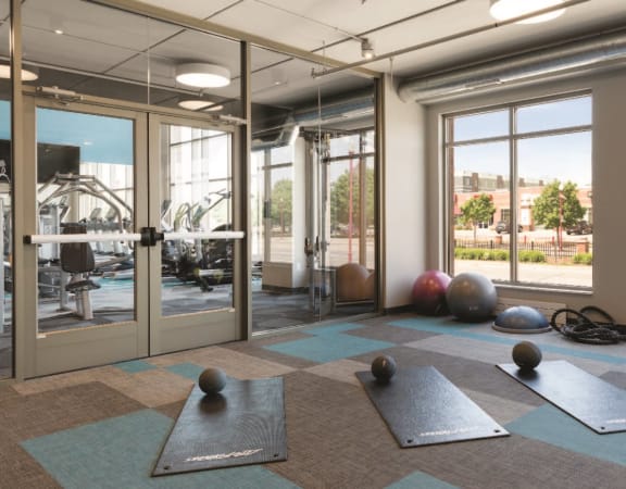 PRIVATE GROUP FITNESS AREA at Galante at Parkside Apartments