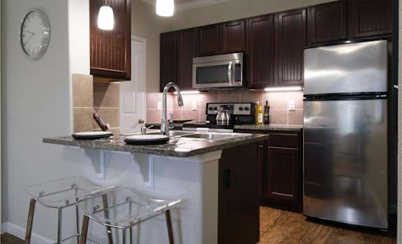 designer kitchen at Park at Magnolia apartments