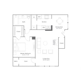 Floor Plan  One bedroom apartments for rent in Danbury