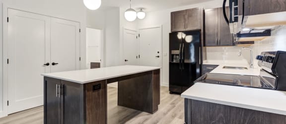 Modern Kitchen with Island at Winfield Station Apartments, J Street Property Services, Illinois