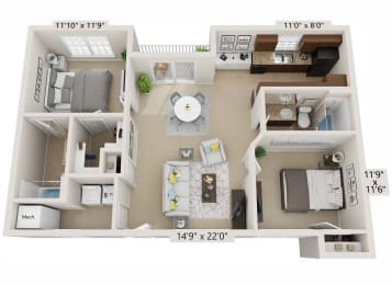 2 Bedroom 2 Bath B