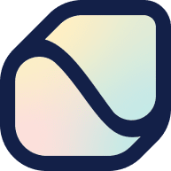 A blue and white logo with a swoosh.