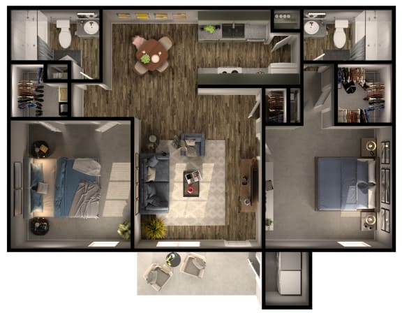 Floor Plan  2 bed 2 bath D Floor Plan at The Reserve at City Center North, Houston, Texas