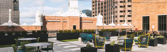 Rooftop amenity space at The May, Cleveland, 44114