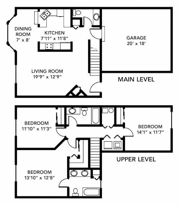Bridgeway Three-Bedroom Floor Plan (2D)