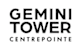 A black and white image of a sign that says Gemini Tower Centrepointe.