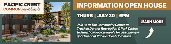 An advertisement for an information open house at Pacific Crest Commons Apartments on Thursday, July 30 at 6 PM.