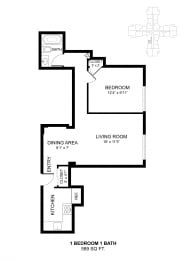 Chestnut Floorplan  at Parkview Towers, Collingswood, NJ