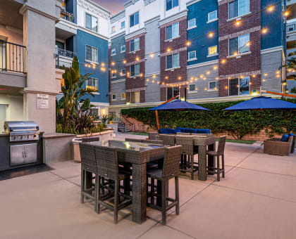 Courtyard sitting  at The Adler Apartments, Los Angeles, CA, 90025