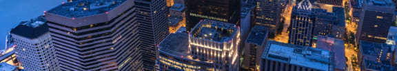 a view of the empire state building at night