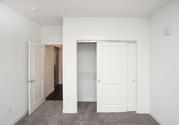a bedroom with closet