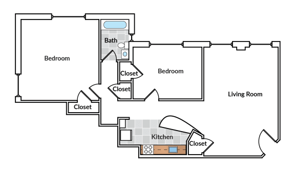 Floor Plan 2 Bedroom 1 Bath