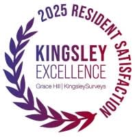 A logo for the 2025 Resident Satisfaction Kingsley Excellence award.