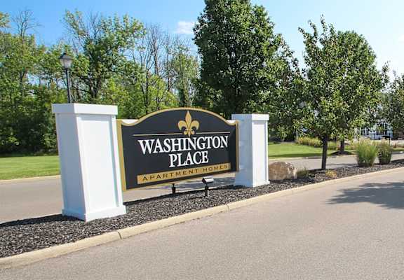 This is a photo of the entrance sign at Washington Place Apartments in Miamisburg, Ohio in Washington Township.