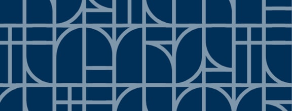 A blue and white geometric pattern.