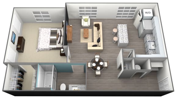 1Bedroom 1Bath - A2 Floorplan at Aventura at Forest Park, St.Louis, MO, 63110