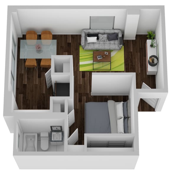 Lofts 1 Bed 1 Bath Floor Plan at Lofts on Ormsby, Kentucky, 40203