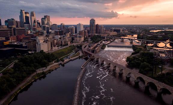 an aerial view of the city and the schuylkill river