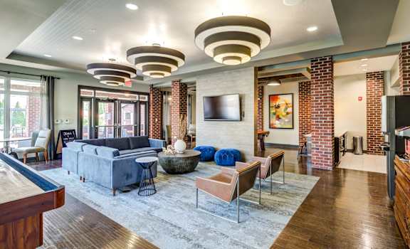 the lobby at the bradley braddock road station apartments