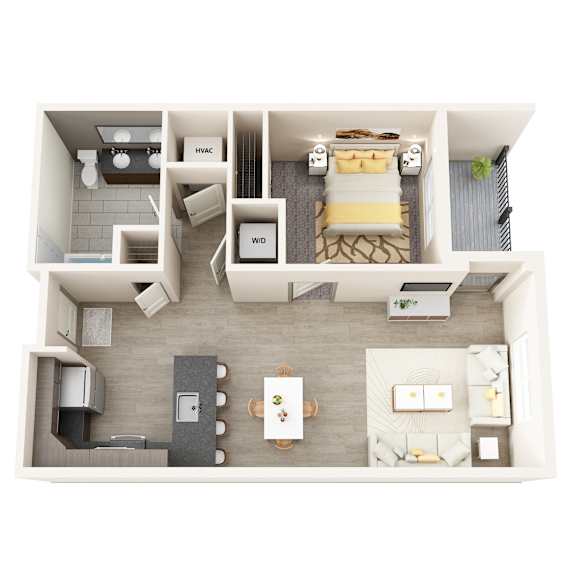 UNIT 1E Floor Plan at Vicina - Modern Urban Flats, Troy