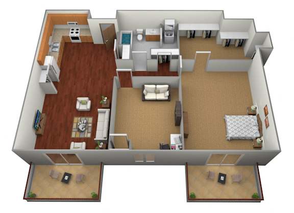 Floor Plan  1 bed 1 bath with Den at Stetson Village Apartments, Fergus Falls, Minnesota