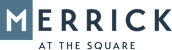 A blue and black logo with the words "Merrick at the Square".