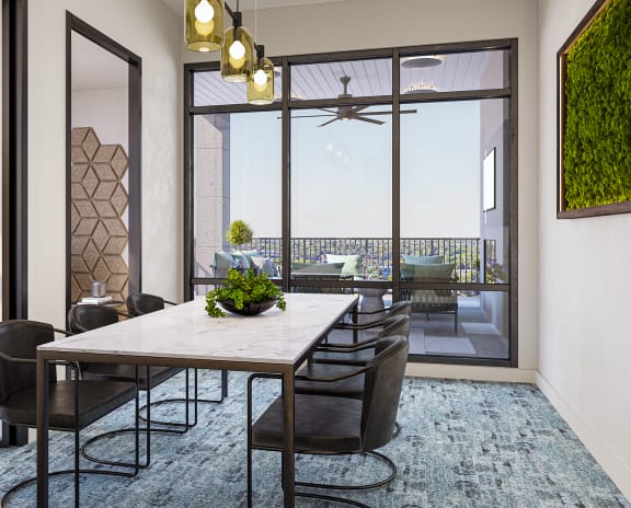 Coworking Lounge with Tables and Comfy Chairs at Link Apartments 4th Street in North Carolina