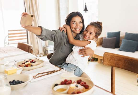 Mom and daughter in kitchen Crossing University Miami Gardens in Florida  at Crossings University, Miami Gardens, FL, 33056