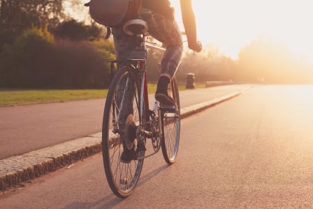 Lifestyle photo of person on a bike