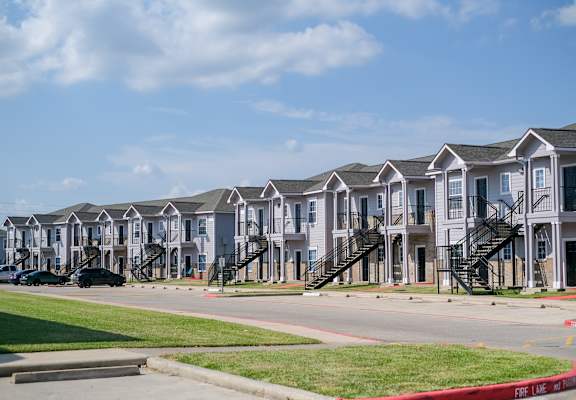a row of houses on a street