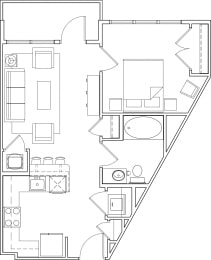 616 at the Village one bedroom floor plan