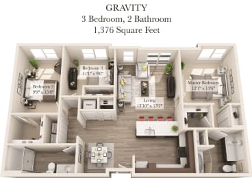 Gravity Floor Planof the Venture Apartments iN Tech Center in Newport News VA