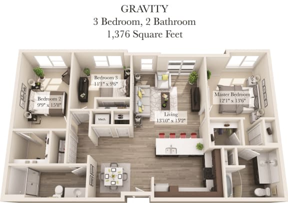 Gravity Floor Planof the Venture Apartments iN Tech Center in Newport News VA