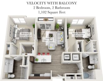 Velocity with Balcony  Floor Plan