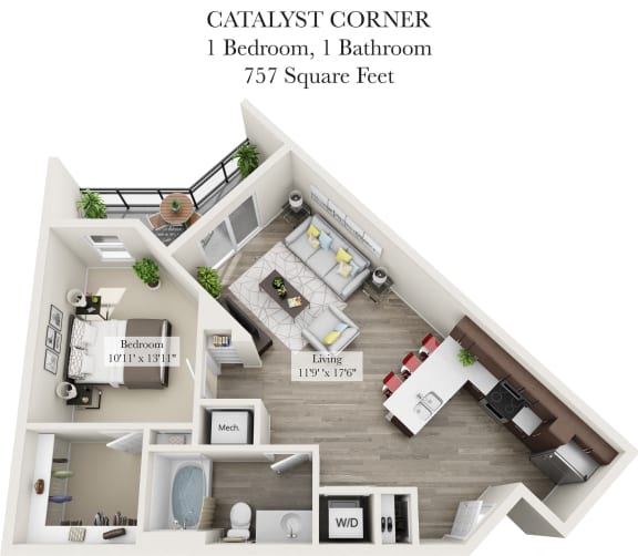 Catalyst Corner Floor Plan of the Venture Apartments iN Tech Center in Newport News VA
