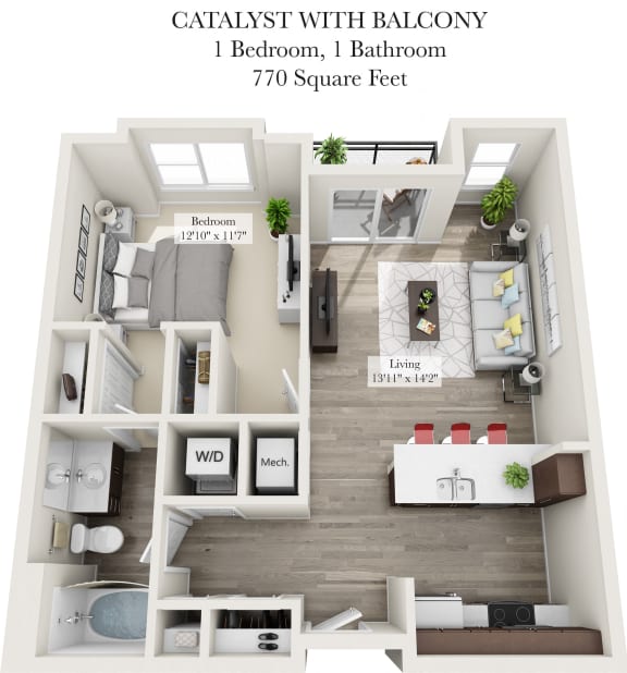 Catalyst Balcony Floor Plan of the Venture Apartments iN Tech Center in Newport News VA