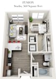 Fusion Floor Plan of the Venture Apartments iN Tech Center in Newport News VA