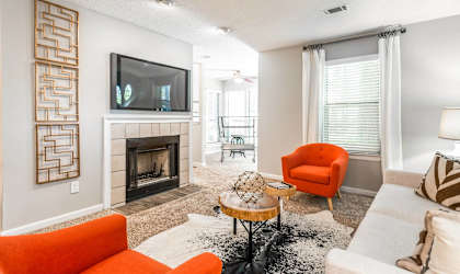 our apartments offer a living room with a fireplace