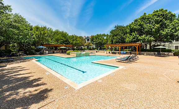 take a dip in the resort style pool
