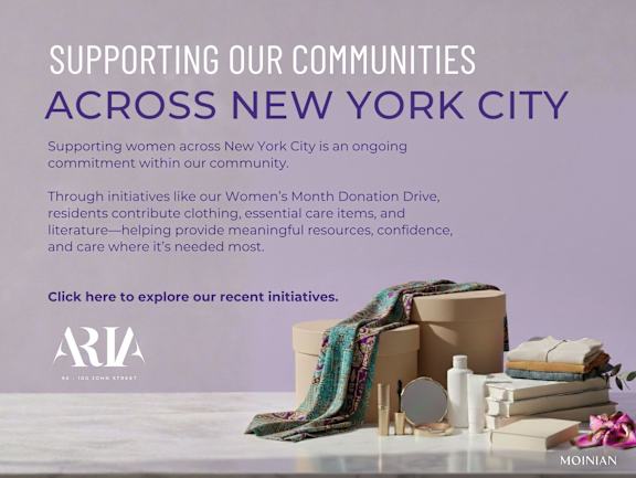 An advertisement for supporting women in New York City communities.
