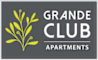 A logo for Grande Club Apartments featuring a plant.