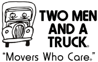 Two Men and a Truck logo with a truck and two men.