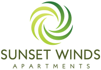 the logo for sunset winds apartments