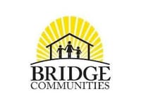 A logo for Bridge Communities features a family of three in silhouette form.