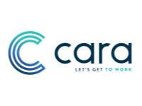 A logo with the text "CARA" and "LET'S GET TO WORK" below it.