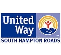 a blue and yellow sign with the words united way south hampton roads