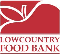 a red and white sign that says lowcountry food bank