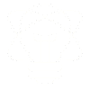 A light bulb with an atomic symbol inside it.