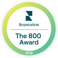 A circular logo for the Reputation 800 Award 2026.